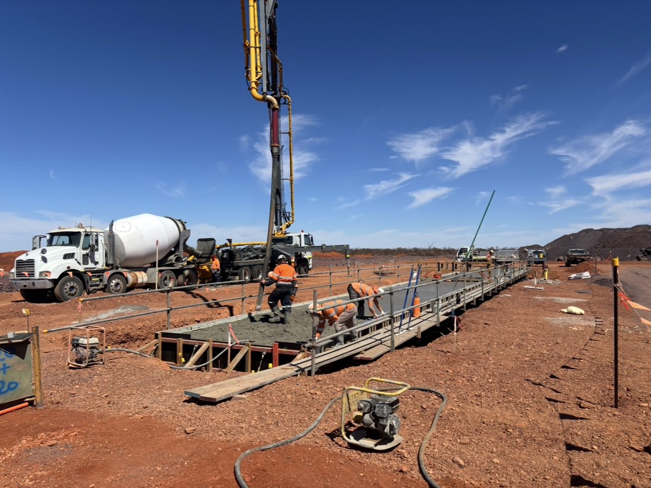 Concrete pour crew on a civil structure