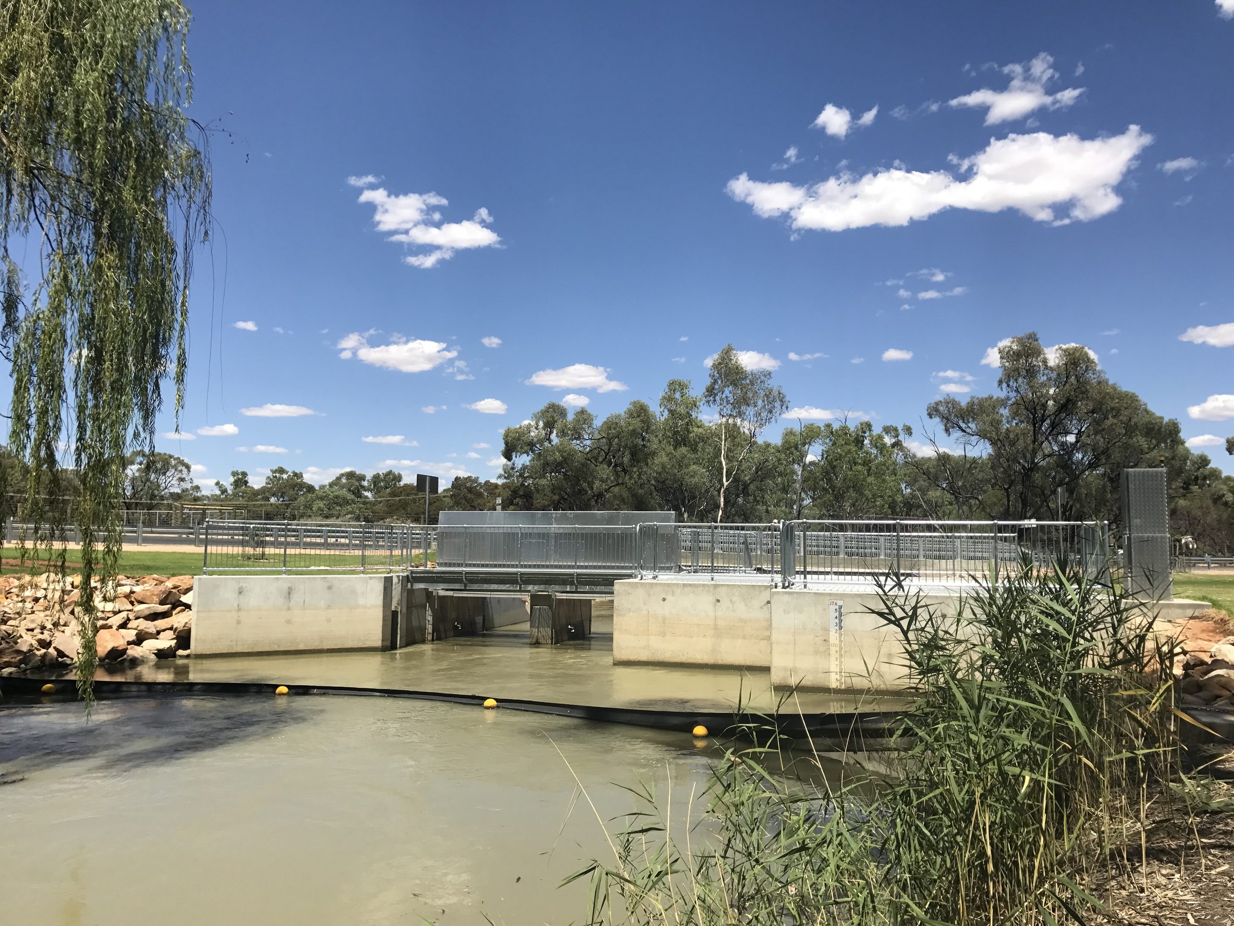 Completed regulator crossing on a managed waterway